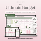 Ultimate Annual Budget System for Google Sheets -Strawberry Matcha