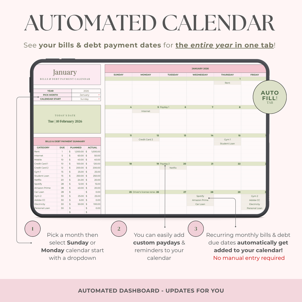 Ultimate Annual Budget System for Google Sheets -Strawberry Matcha